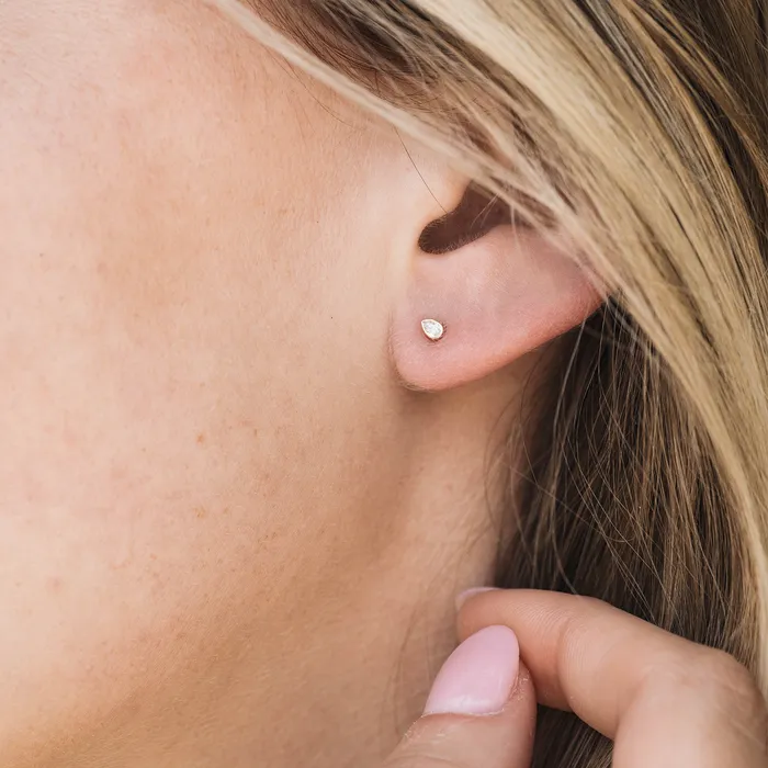 Consider the Wldflwrs Earrings Pear Diamond Bezel Stud Earrings Consider the Wldflwrs Earrings Pear Diamond Bezel Stud Earrings