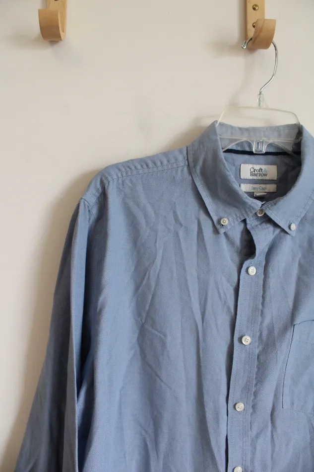 Croft Barrow Croft Barrow Easy Care Blue Long Sleeved Button Down Shirt L Rings