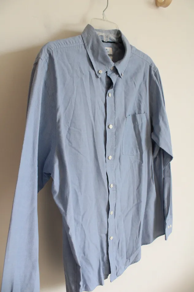 Croft Barrow Croft Barrow Easy Care Blue Long Sleeved Button Down Shirt L Rings
