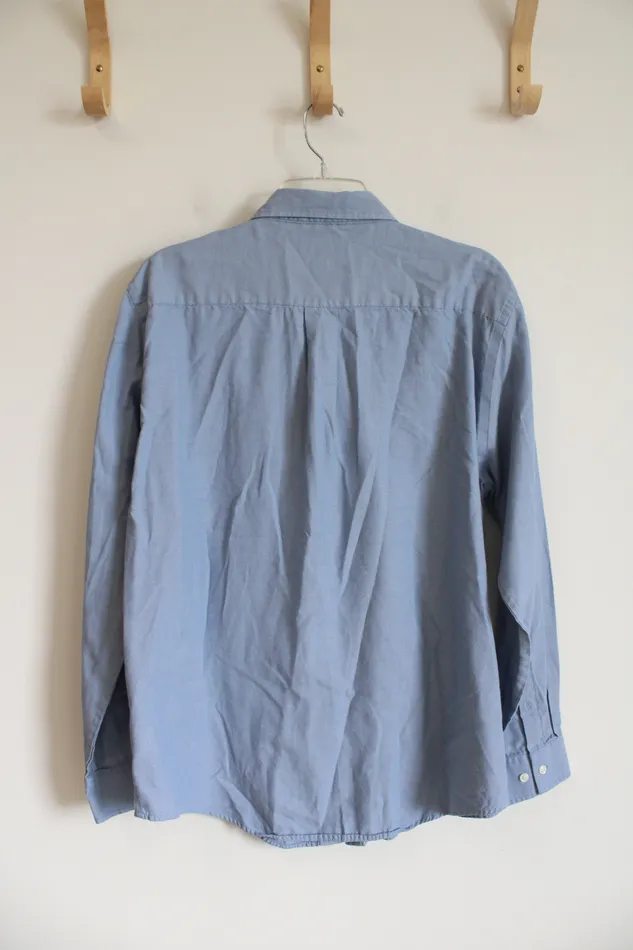 Croft Barrow Croft Barrow Easy Care Blue Long Sleeved Button Down Shirt L Rings