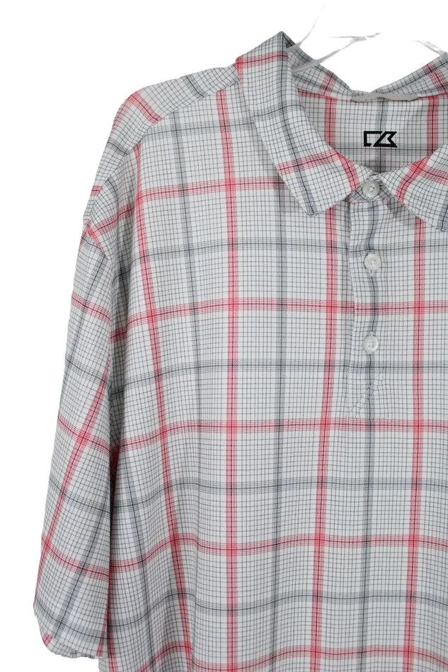 Cutter Buck Rings Cutter Buck Red White Plaid Polo Shirt 2XL