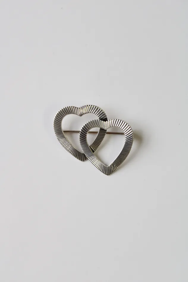 Danecraft Sterling Ribbed Hearts Pin Danecraft Rings