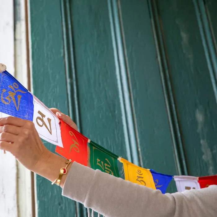 DharmaCrafts Earrings Small Sacred Mantra Prayer Flags