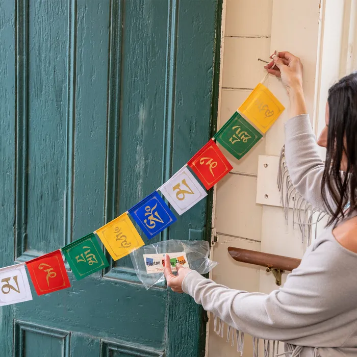 DharmaCrafts Earrings Small Sacred Mantra Prayer Flags