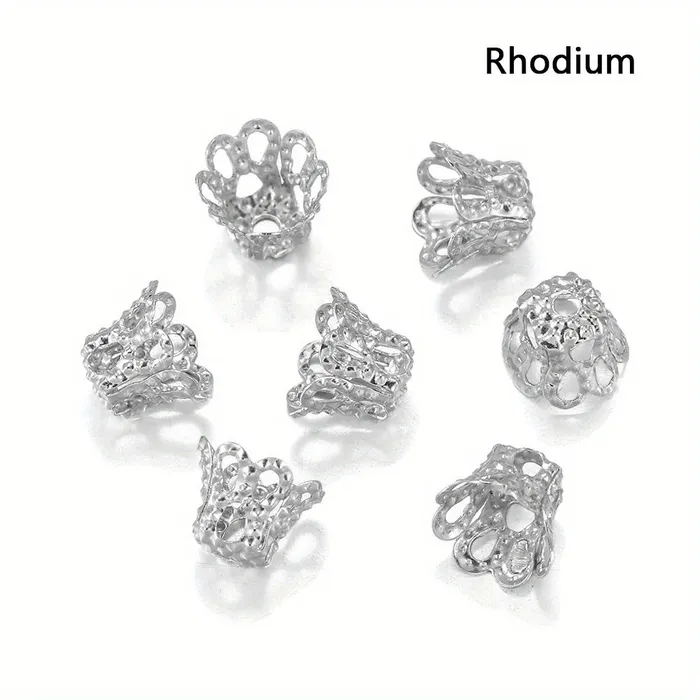 DS Rings Wine Glass Hollow Flower Horn Bead Holder End Cap Beads 100pcspack Silver Golden Metal DS Rings Wine Glass Hollow Flower Horn Bead Holder End Cap Beads 100pcspack Silver Golden Metal