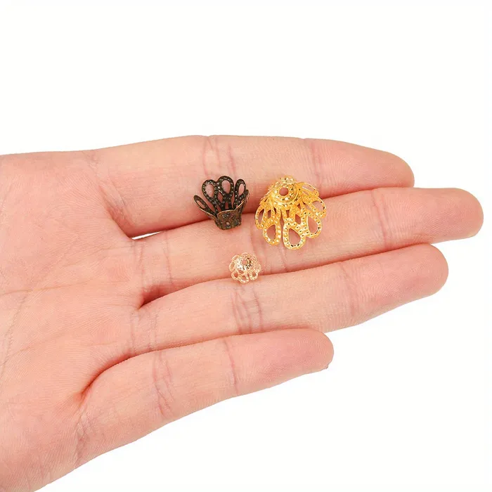 DS Rings Wine Glass Hollow Flower Horn Bead Holder End Cap Beads 100pcspack Silver Golden Metal DS Rings Wine Glass Hollow Flower Horn Bead Holder End Cap Beads 100pcspack Silver Golden Metal
