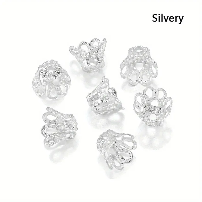 DS Rings Wine Glass Hollow Flower Horn Bead Holder End Cap Beads 100pcspack Silver Golden Metal DS Rings Wine Glass Hollow Flower Horn Bead Holder End Cap Beads 100pcspack Silver Golden Metal