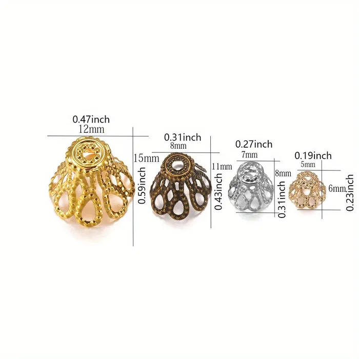 DS Rings Wine Glass Hollow Flower Horn Bead Holder End Cap Beads 100pcspack Silver Golden Metal DS Rings Wine Glass Hollow Flower Horn Bead Holder End Cap Beads 100pcspack Silver Golden Metal
