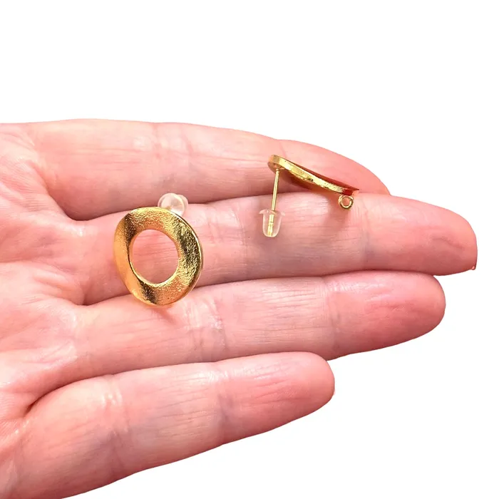 Earrings 24Kt Gold Plated Brass Stud Earrings 2 pcs in a pack Peppy Beads Earrings 24Kt Gold Plated Brass Stud Earrings 2 pcs in a pack Peppy Beads