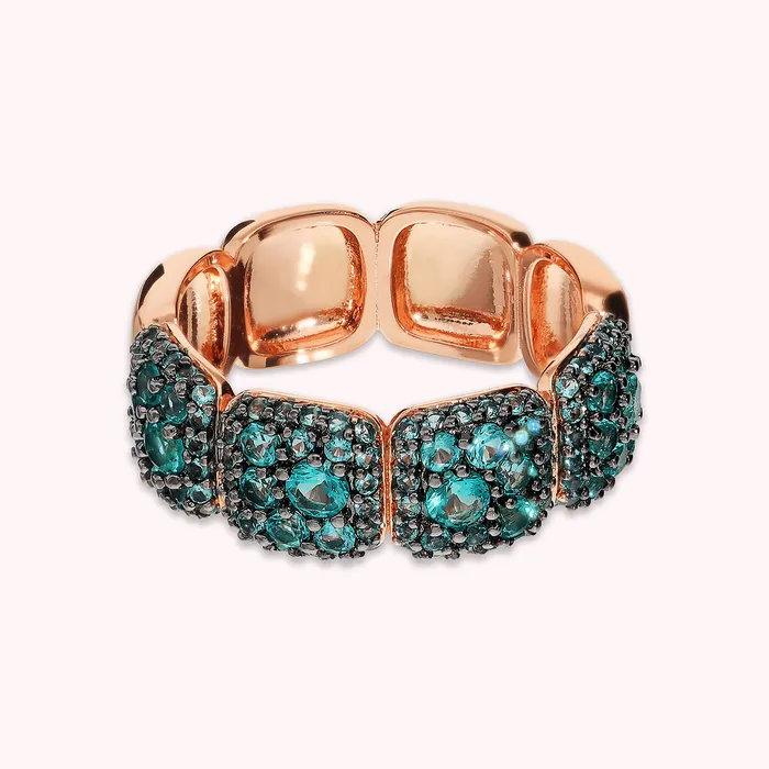 Earrings Bronzallure Anello a Fascia con Elementi Quadrati in Pav di Cubic Zirconia