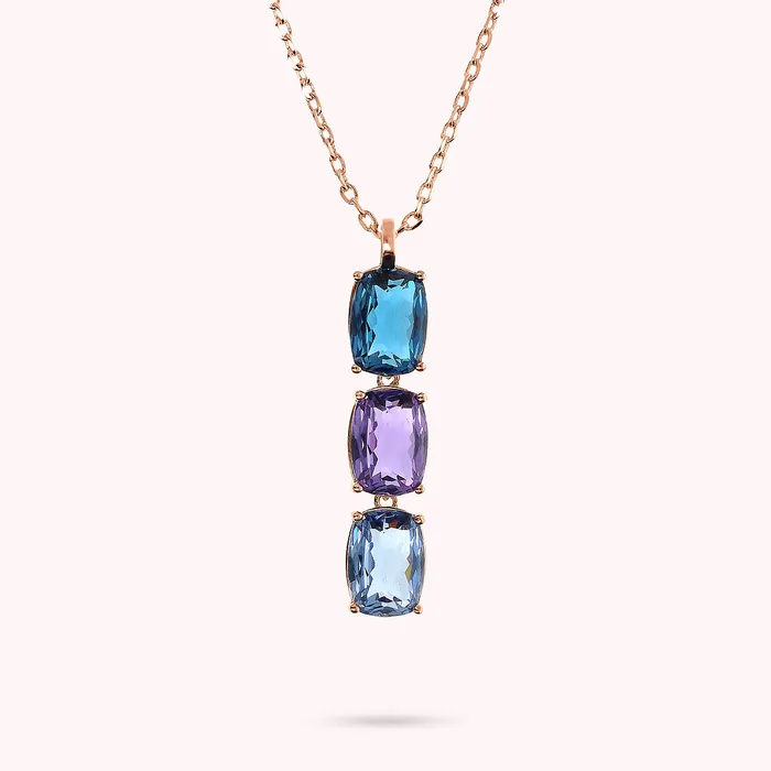 Earrings Bronzallure Collana Trilogy con Prisma Gem Taglio Mosaico