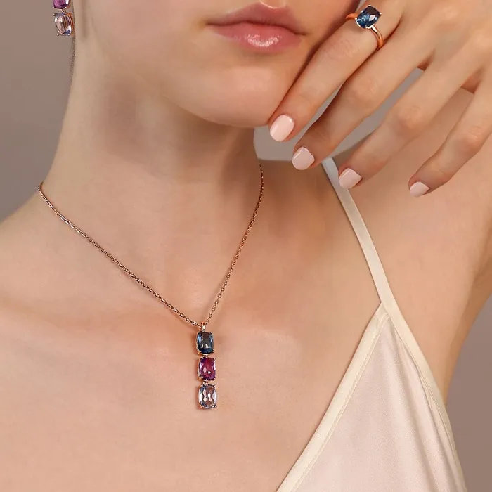 Earrings Bronzallure Collana Trilogy con Prisma Gem Taglio Mosaico
