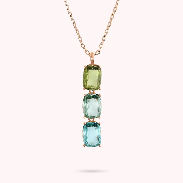 Earrings Bronzallure Collana Trilogy con Prisma Gem Taglio Mosaico