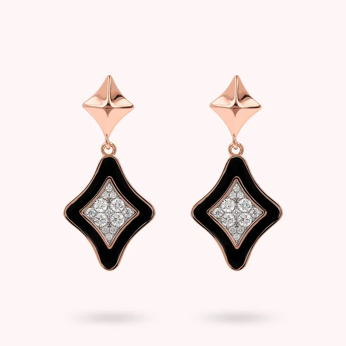 Earrings Bronzallure Orecchini Pendenti Smaltati con Doppia toile e Pav in Cubic Zirconia