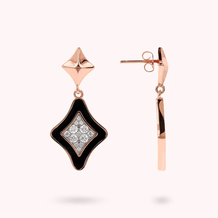 Earrings Bronzallure Orecchini Pendenti Smaltati con Doppia toile e Pav in Cubic Zirconia