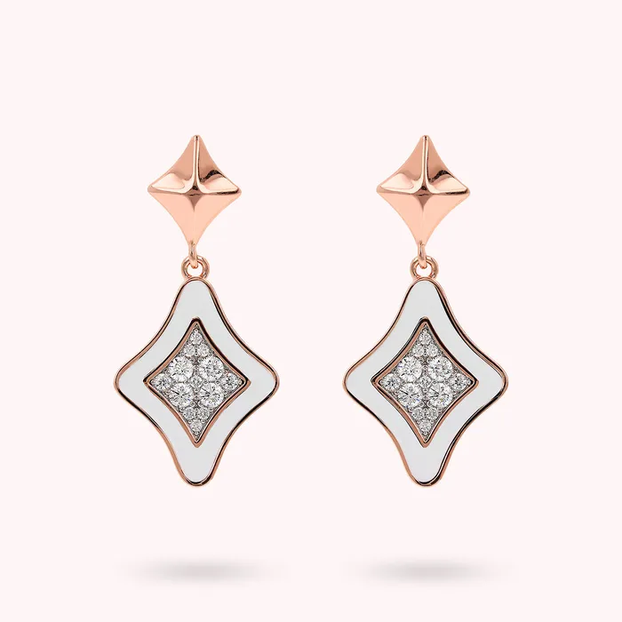 Earrings Bronzallure Orecchini Pendenti Smaltati con Doppia toile e Pav in Cubic Zirconia