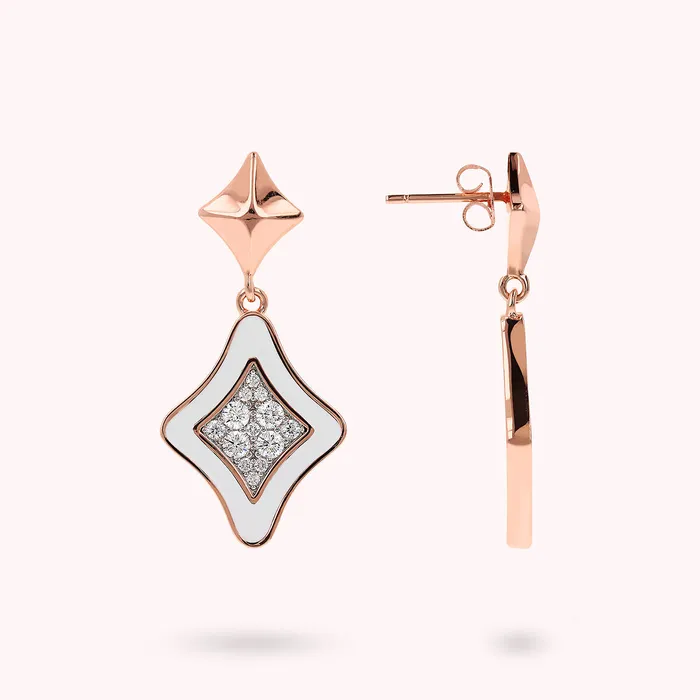 Earrings Bronzallure Orecchini Pendenti Smaltati con Doppia toile e Pav in Cubic Zirconia