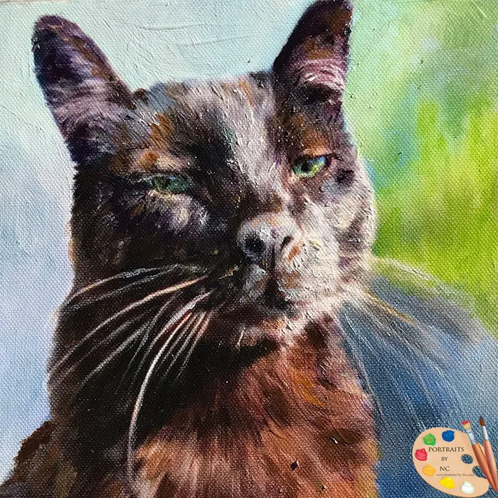 Earrings Brown Cat Portrait in Oil Portraits by NC