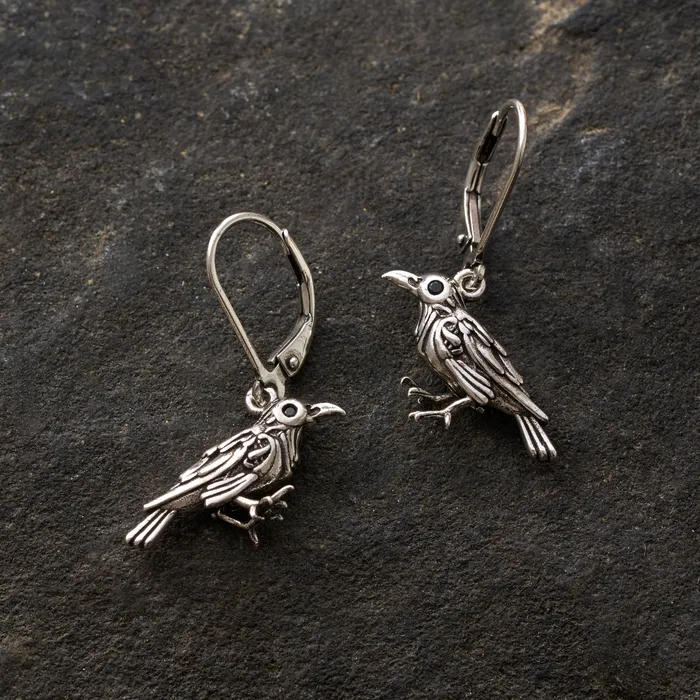 Earrings Chadds Ford Jewelry Nevermore Raven Leverback Earrings