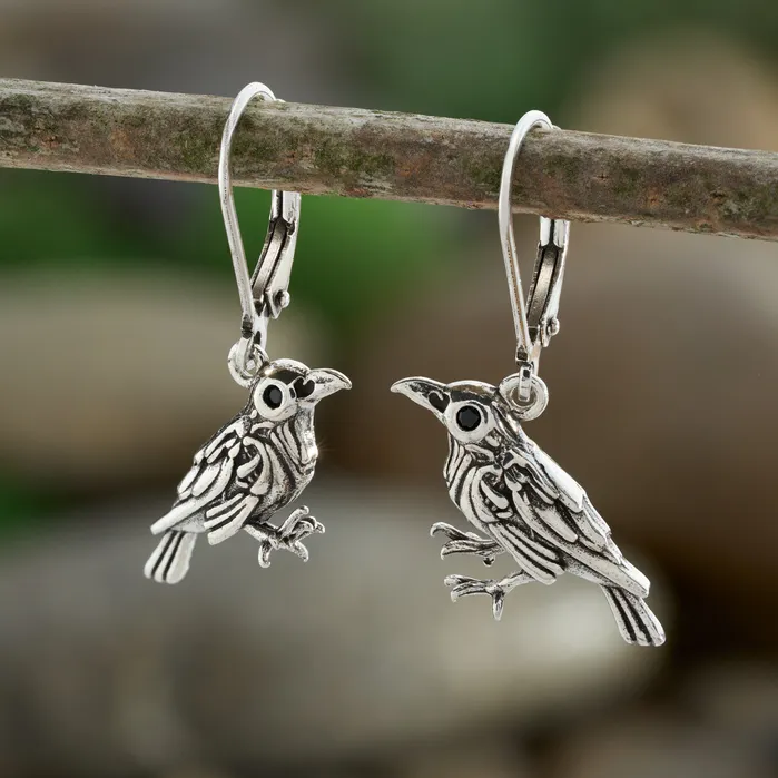Earrings Chadds Ford Jewelry Nevermore Raven Leverback Earrings