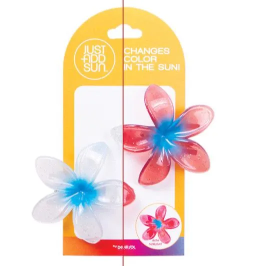 Earrings DELSOL Just Add Sun Plumeria Color Changing Hair Clips Clear to Red