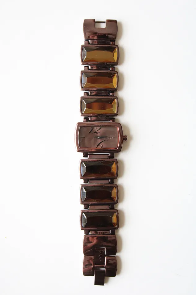 Earrings DKNY Chocolate Brown Stainless Steel Rhinestone Watch DKNY