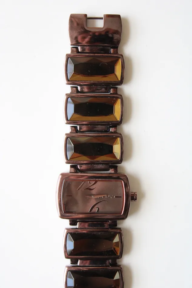 Earrings DKNY Chocolate Brown Stainless Steel Rhinestone Watch DKNY
