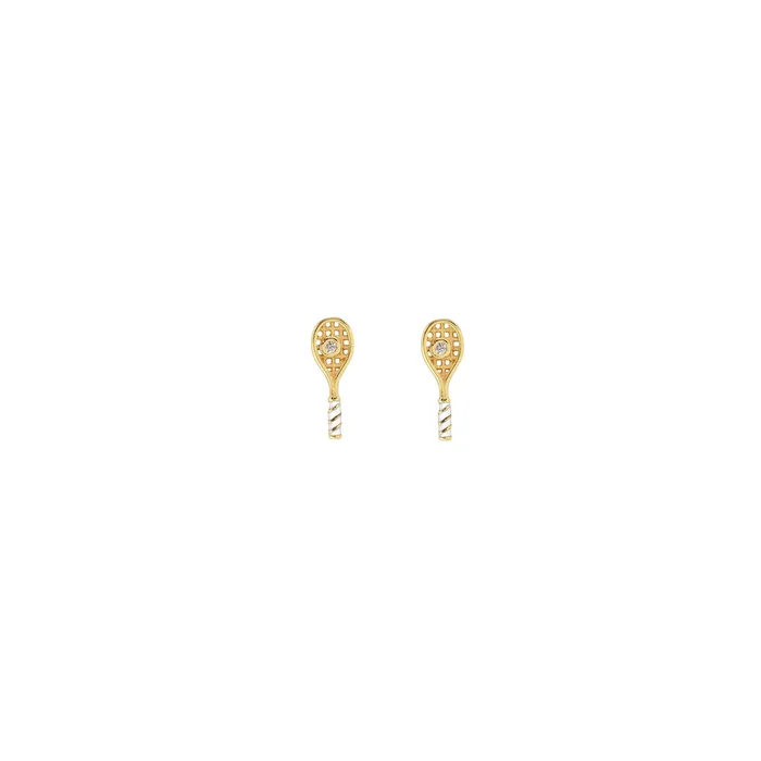 Earrings Kris Nations Tennis Racket Crystal and Enamel Stud Earrings