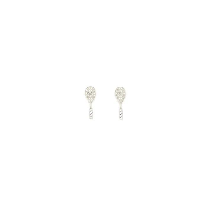 Earrings Kris Nations Tennis Racket Crystal and Enamel Stud Earrings Earrings Kris Nations Tennis Racket Crystal and Enamel Stud Earrings