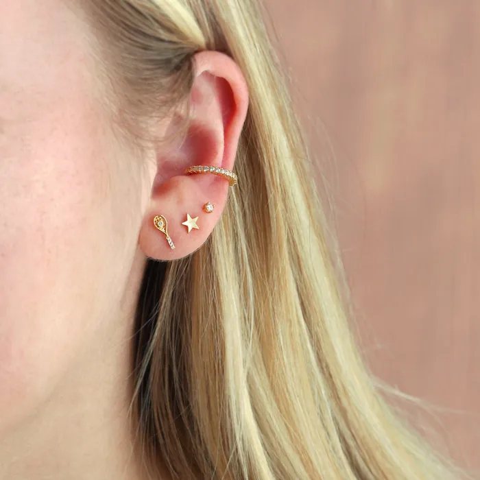 Earrings Kris Nations Tennis Racket Crystal and Enamel Stud Earrings Earrings Kris Nations Tennis Racket Crystal and Enamel Stud Earrings
