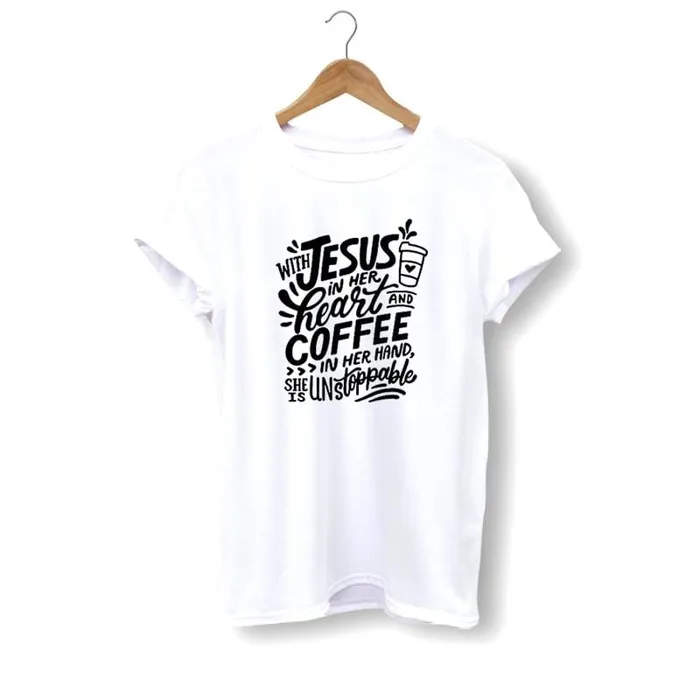 Earrings Lords Guidance Christian TShirt br Jesus In Heart Coffee In Hand