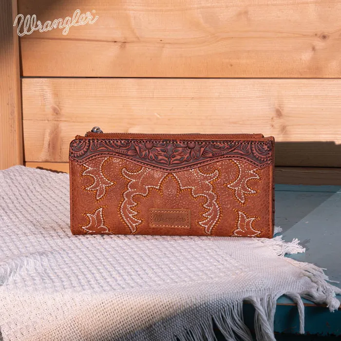 Earrings MONTANA WEST Wrangler Embroidered BiFold Wallet Brown
