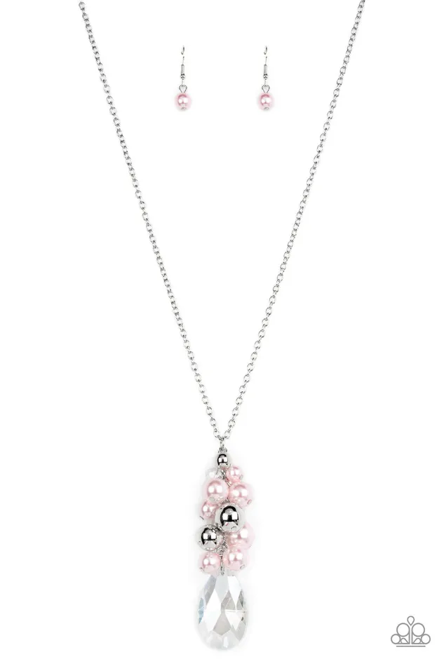 Earrings Paparazzi Accessories Drip Drop Dazzle Pink