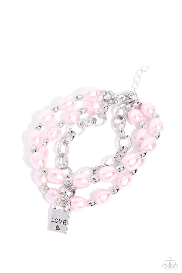 Earrings Paparazzi Accessories LOVELocked Legacy Pink