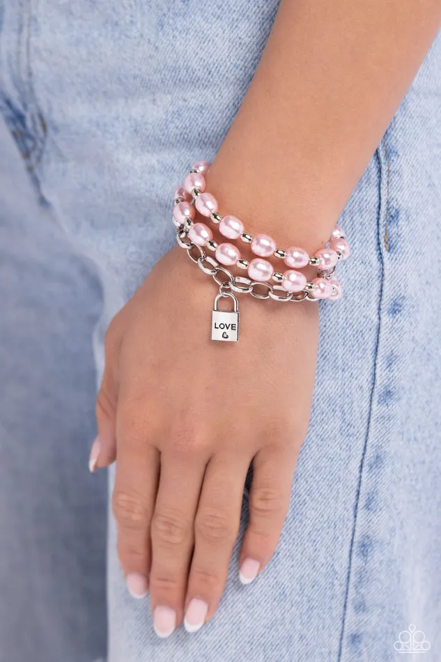 Earrings Paparazzi Accessories LOVELocked Legacy Pink