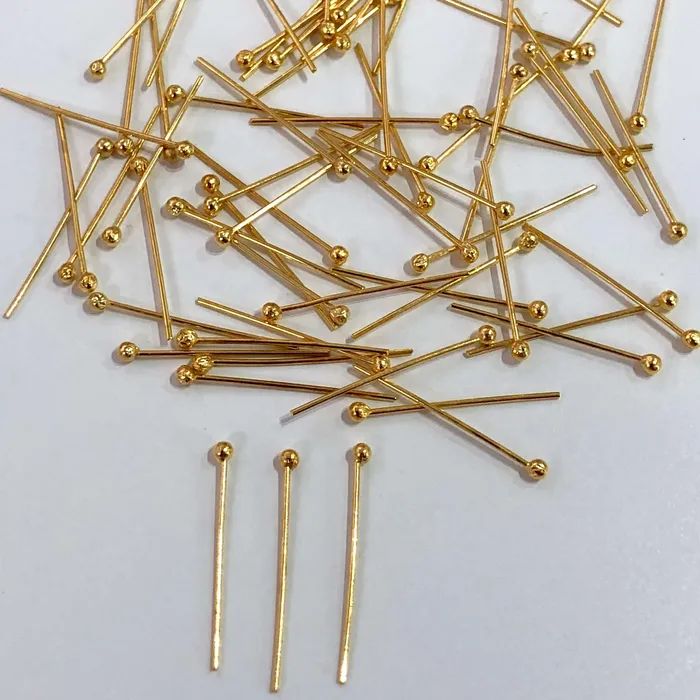 Earrings Peppy Beads 24Kt Gold Plated Ballpoint Headpins 05mm by 20mm 24Kt Gold Plated Brass Ball Head Pins