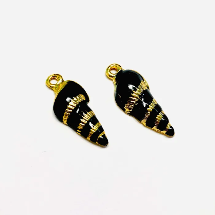 Earrings Peppy Beads 24Kt Gold Plated Enamelled Sea Shell Charms 2 pcs in a pack Earrings Peppy Beads 24Kt Gold Plated Enamelled Sea Shell Charms 2 pcs in a pack