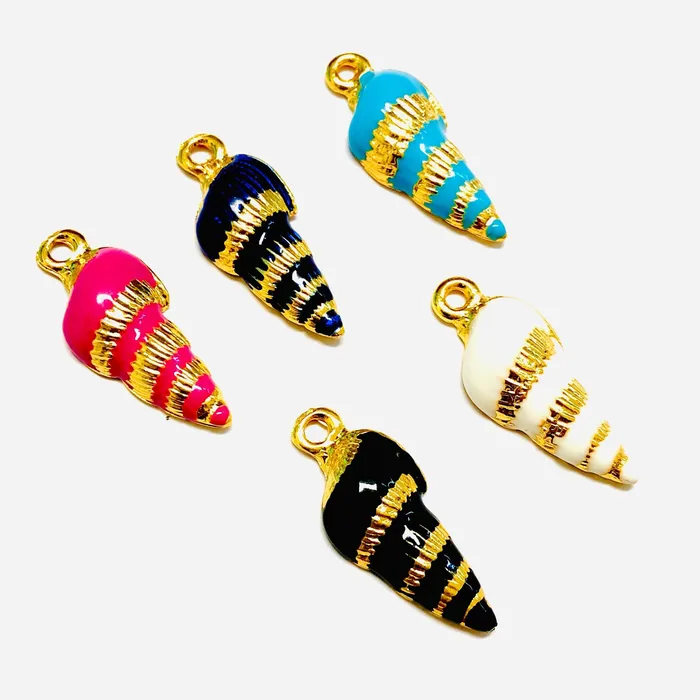 Earrings Peppy Beads 24Kt Gold Plated Enamelled Sea Shell Charms 2 pcs in a pack Earrings Peppy Beads 24Kt Gold Plated Enamelled Sea Shell Charms 2 pcs in a pack