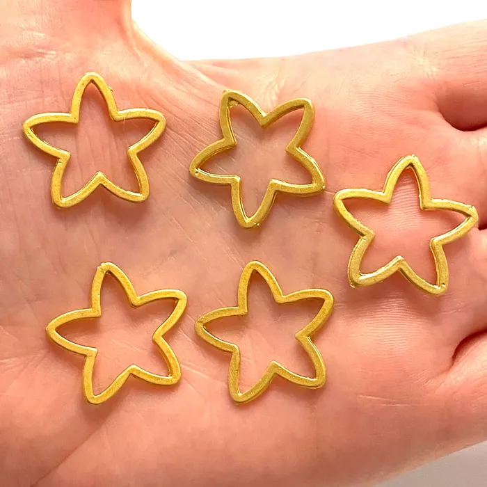 Earrings Peppy Beads 24Kt Matte Gold Plated Brass Star Charms Gold Plated Brass Star Charms 5 pcs in a pack Earrings Peppy Beads 24Kt Matte Gold Plated Brass Star Charms Gold Plated Brass Star Charms 5 pcs in a pack