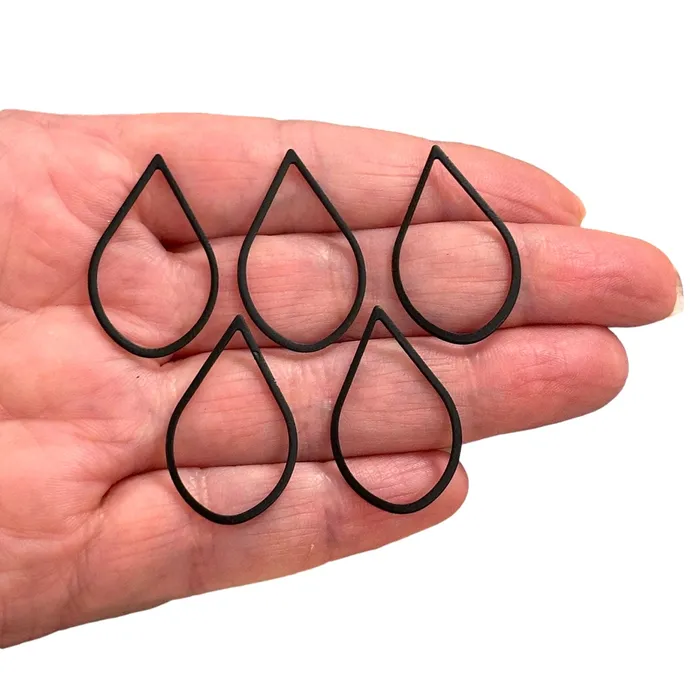 Earrings Peppy Beads Black Plated 29x18mm Drop Charms Black Drop Connector Charms 5 pcs in a pack Earrings Peppy Beads Black Plated 29x18mm Drop Charms Black Drop Connector Charms 5 pcs in a pack