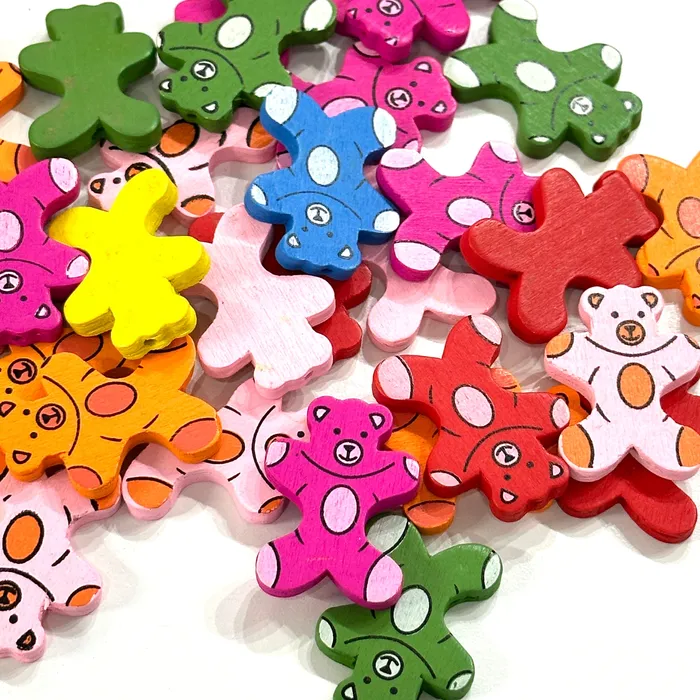 Earrings Peppy Beads Colorful Wooden Bears