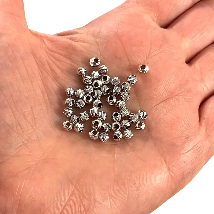 Earrings Peppy Beads Rhodium Plated Laser Cut 4mm Spacer Beads Rhodium Plated 4mm Dorica Spacer Beads 25 beads in a pack Earrings Peppy Beads Rhodium Plated Laser Cut 4mm Spacer Beads Rhodium Plated 4mm Dorica Spacer Beads 25 beads in a pack