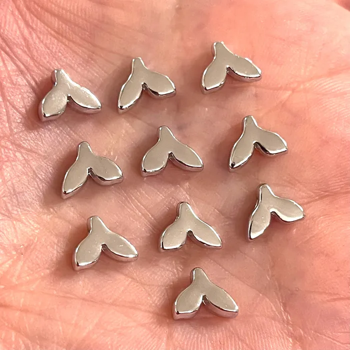 Earrings Peppy Beads Rhodium Plated Whale Tail Spacer Charms 10 pcs in a pack Earrings Peppy Beads Rhodium Plated Whale Tail Spacer Charms 10 pcs in a pack