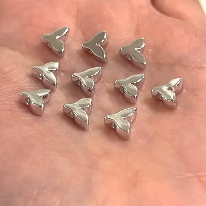Earrings Peppy Beads Rhodium Plated Whale Tail Spacer Charms 10 pcs in a pack Earrings Peppy Beads Rhodium Plated Whale Tail Spacer Charms 10 pcs in a pack
