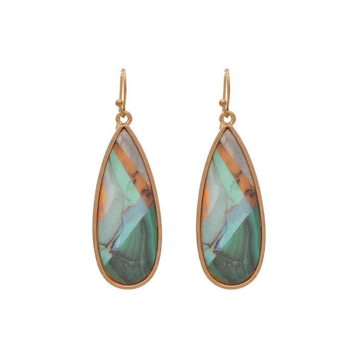 Earrings RAINJEWELRY Rain Jewelry Marble Multicolored Teardrop Earrings