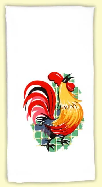 Earrings REDWHITEKITCHE Cotton Flour Towel Rooster 17x24