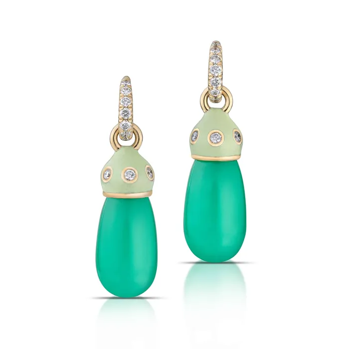 Earrings Stephen Silver Fine Jewelry 2880 Carat Chrysoprase Enamel Diamond Drop Earrings
