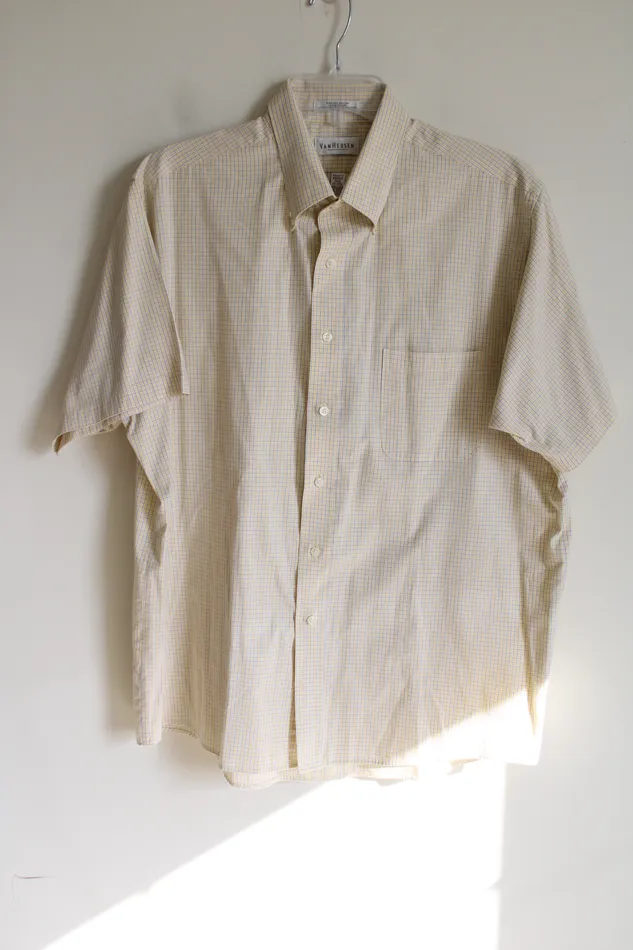 Earrings Van Heusen Van Heusen Pinpoint Oxford Pale Yellow Plaid Button Down Shirt XL Earrings Van Heusen Van Heusen Pinpoint Oxford Pale Yellow Plaid Button Down Shirt XL