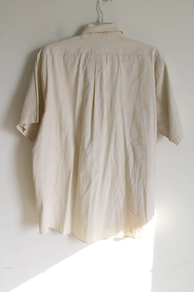 Earrings Van Heusen Van Heusen Pinpoint Oxford Pale Yellow Plaid Button Down Shirt XL