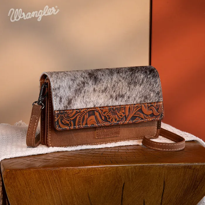 Earrings Wrangler Genuine HairOn Cowhide WalletCrossbody Brown MONTANA WEST